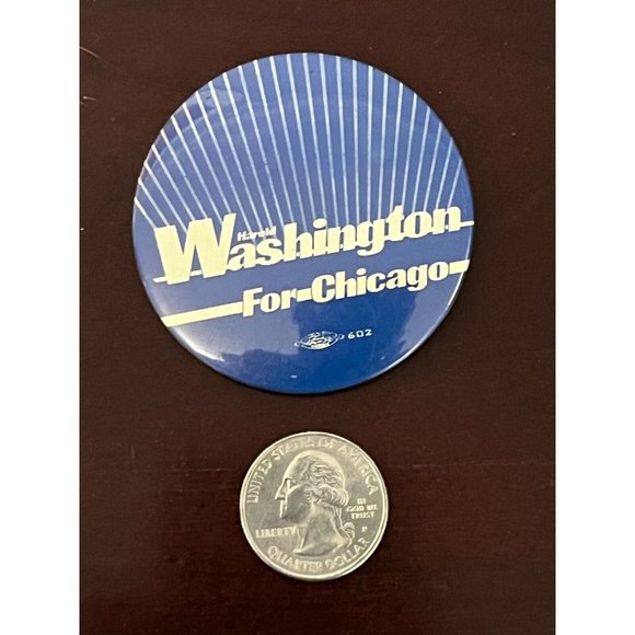 Vintage 1983 Harold Washington for Chicago Mayor 2.25" Button Pinback - Picture 4 of 4